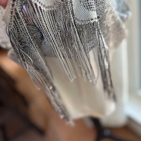 Fully lined Lace & Fringe Dress - Silver - Excellent Condition!! - Picture 7 of 14